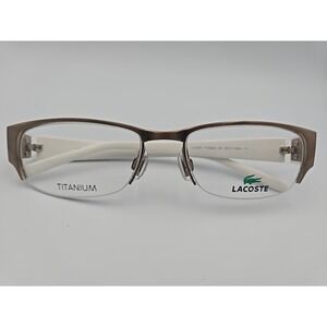 Lacoste LA12239 GD 52-17-130‎ Titanium Half Rim Eyeglasse Frames Only Gold White